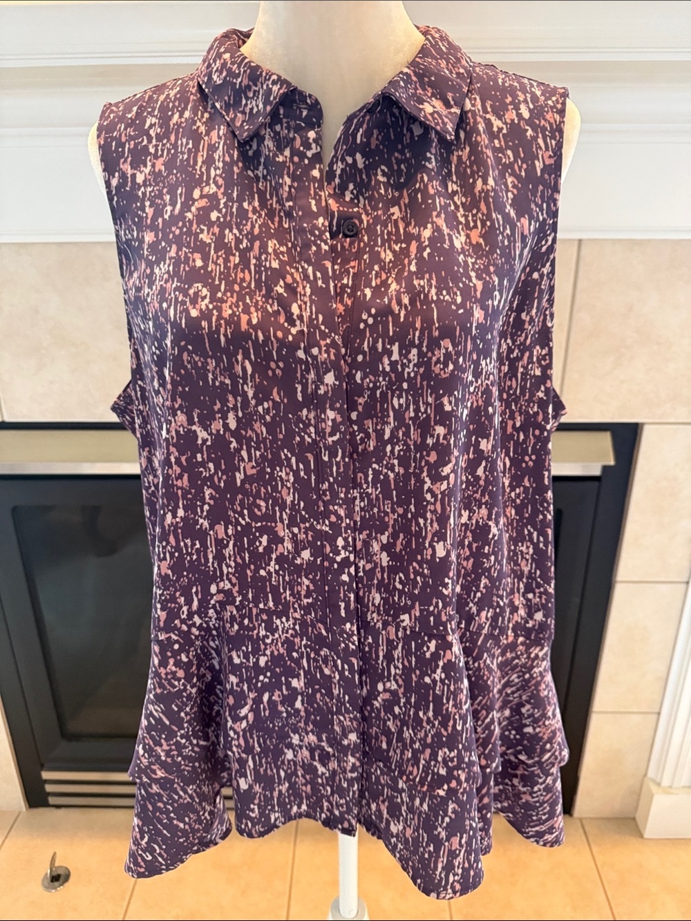 Simply Vera Vera Wang Purple and Pink Sleeveless Collared Camisole